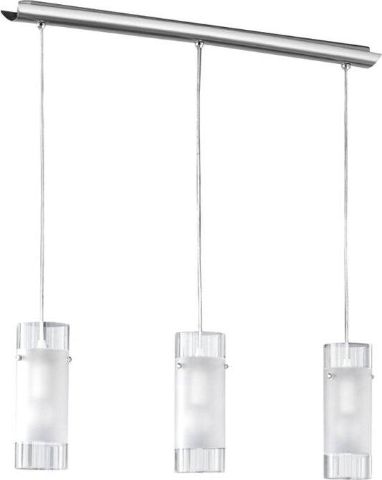 Deco Hanglamp eetkamer incl. 3 led lampen - Dimbaar zonder dimmer - Warm wit licht - Zilver - LED.nl