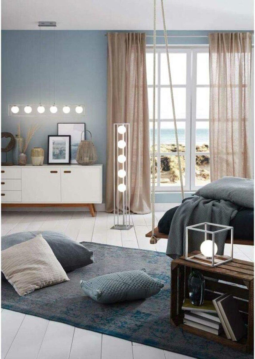 Deco Hanglamp eetkamer met 6 lichtpunten - In hoogte verstelbaar - LED lampen inbegrepen - Zilver - LED.nl