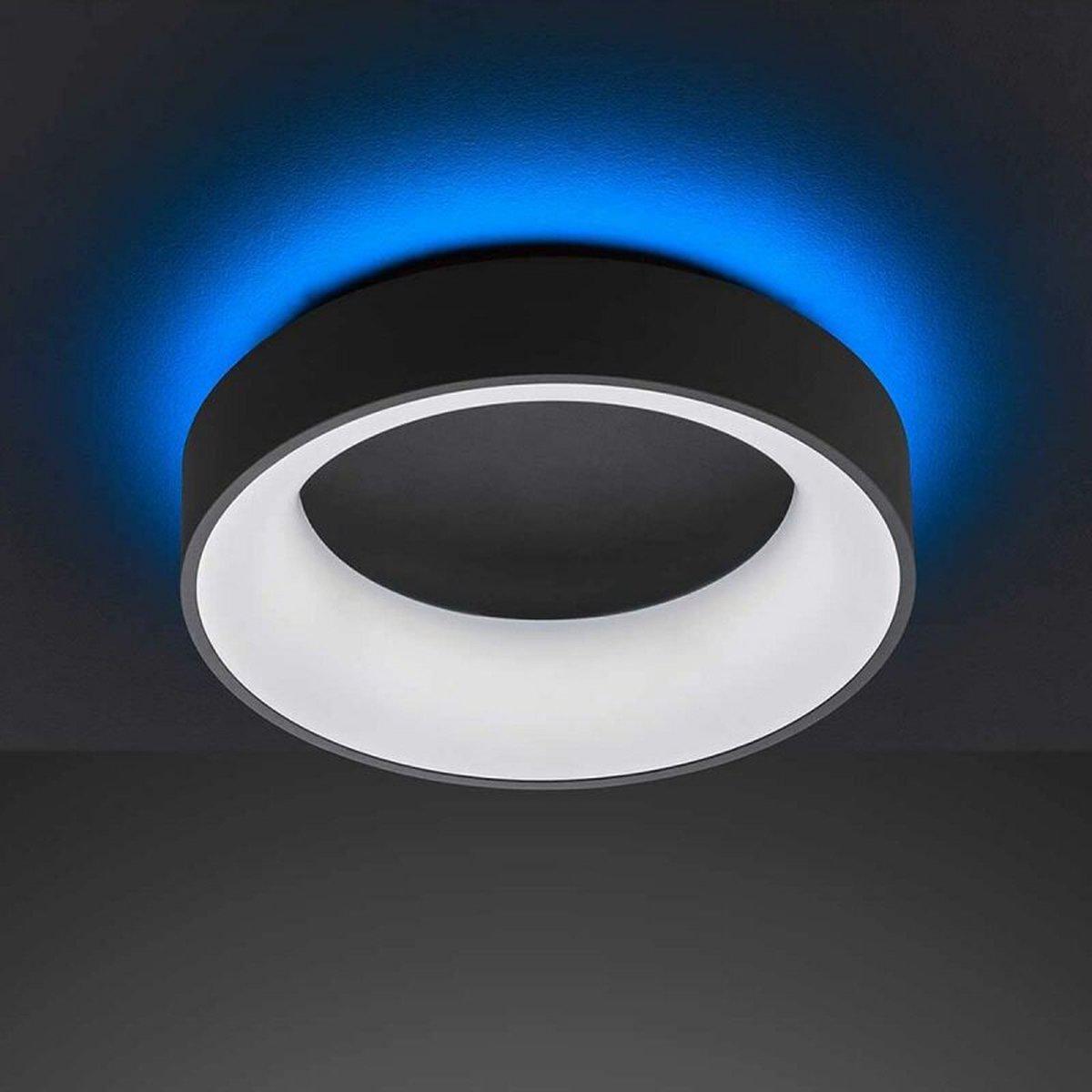 Deco Plafondlamp zwart Ø 45 cm met afstandsbediening - Dimbaar wit licht - Achtergrondverlichting - LED.nl