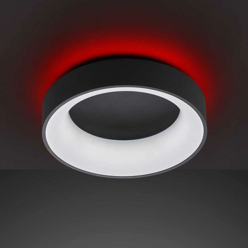 Deco Plafondlamp zwart Ø 45 cm met afstandsbediening - Dimbaar wit licht - Achtergrondverlichting - LED.nl