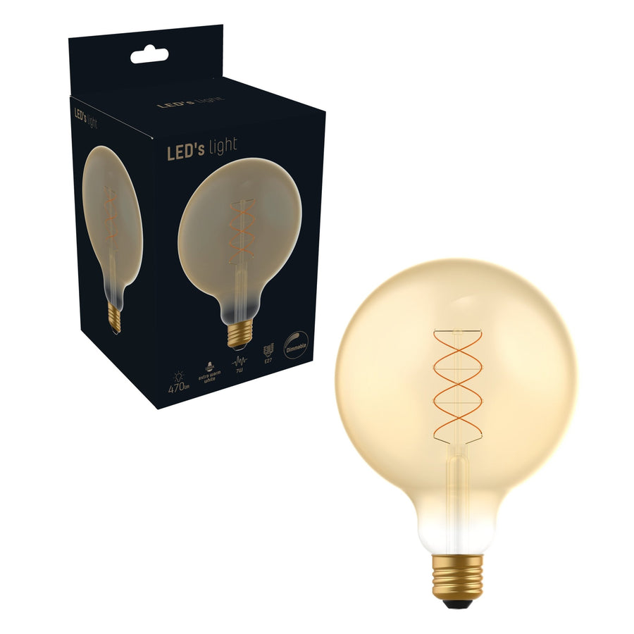 DecoDim LED-Lampe Gold E27 - XXL Ø 12,5 cm - Dimmbar - Extra warmweiß - 5W (25W) - LED.de