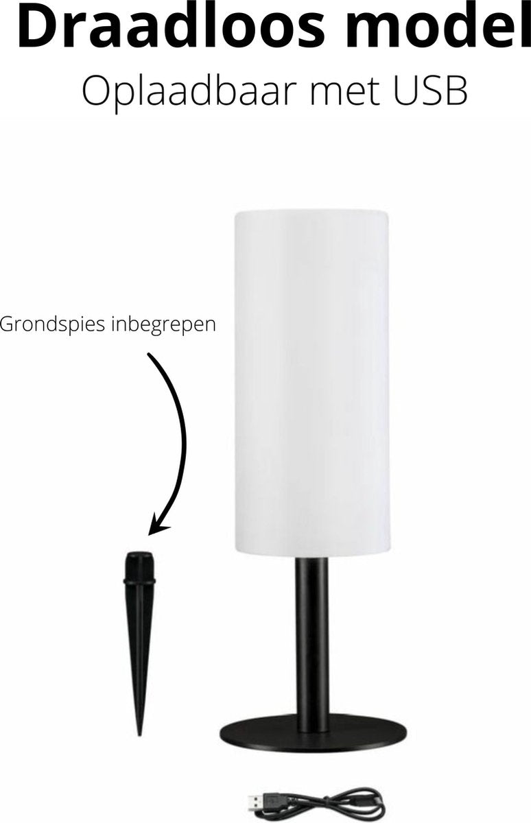 Designer Oplaadbare LED Tafellamp voor binnen - Draadloos en Dimbaar - Wit - LED.nl