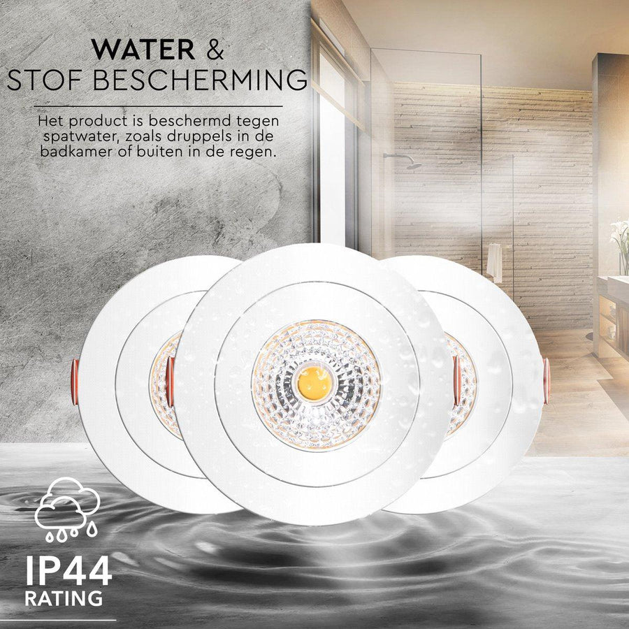 LED's Light 3-pack DimPro LED Recessed Spotlights White - Ø 68mm - Tiltable - Dimmable - Warm white - LED.nl