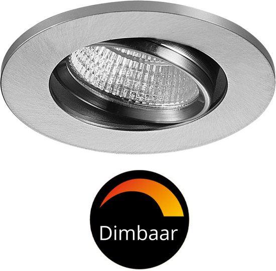 DimToWarm LED Inbouwspot nikkel - Ø68mm - Kantelbaar - Dimbaar warm wit licht - CRI95 - LED.nl
