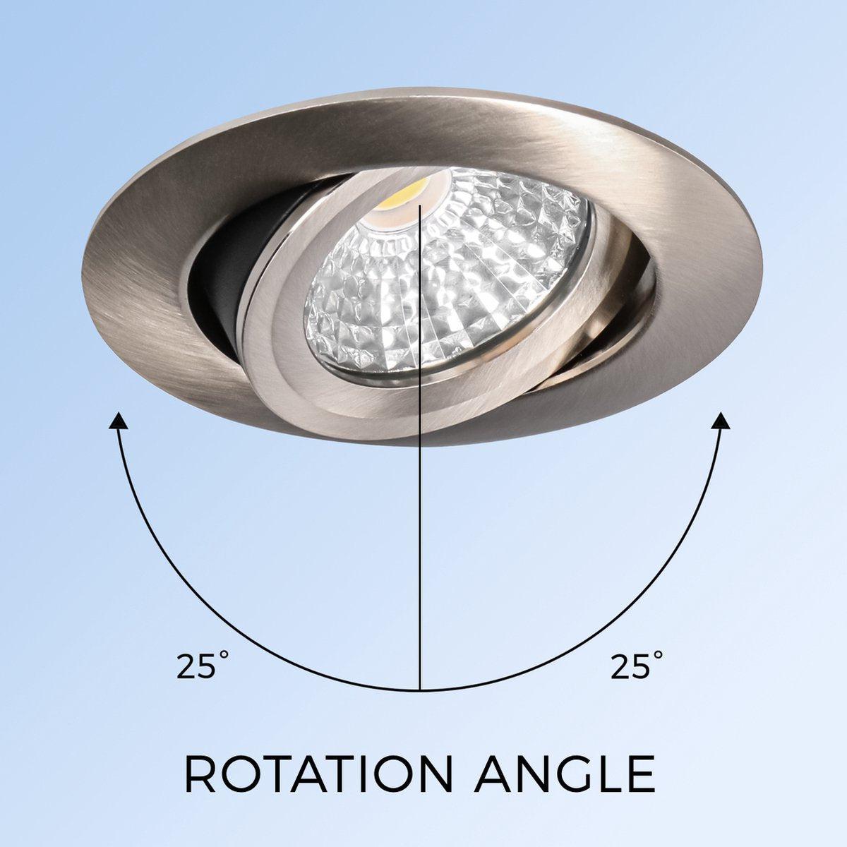 DimToWarm LED Inbouwspot nikkel - Ø68mm - Kantelbaar - Dimbaar warm wit licht - CRI95 - LED.nl