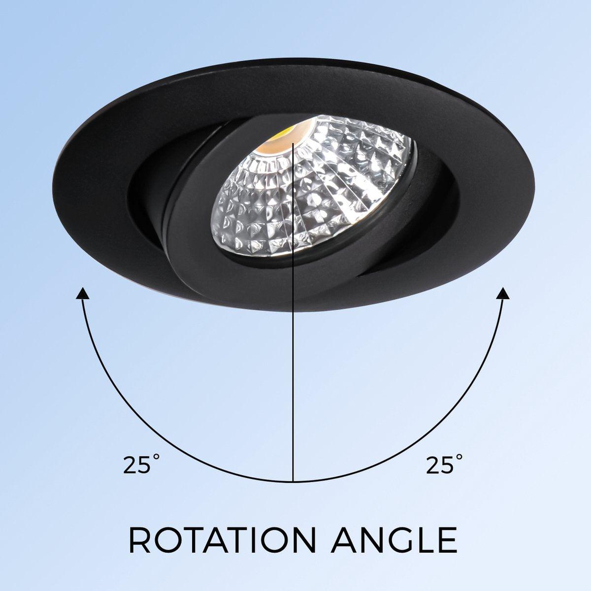 DimToWarm LED Inbouwspot zwart - Ø68mm - Kantelbaar - Dimbaar warm wit licht - CRI95 - LED.nl