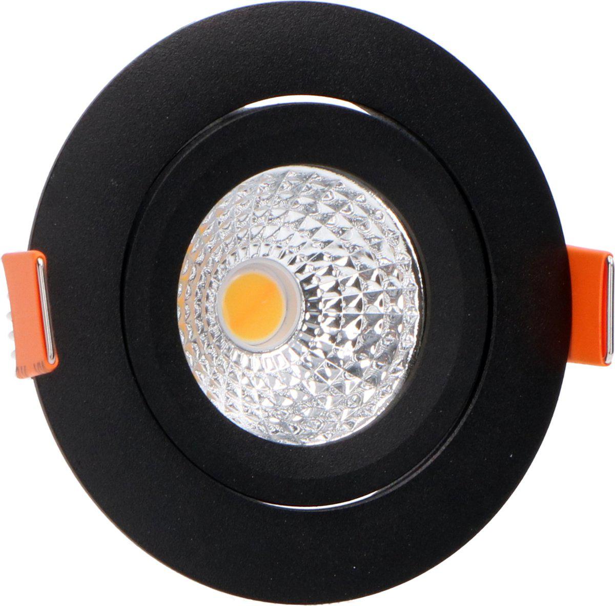 DimToWarm LED Inbouwspot zwart - Ø68mm - Kantelbaar - Dimbaar warm wit licht - CRI95 - LED.nl