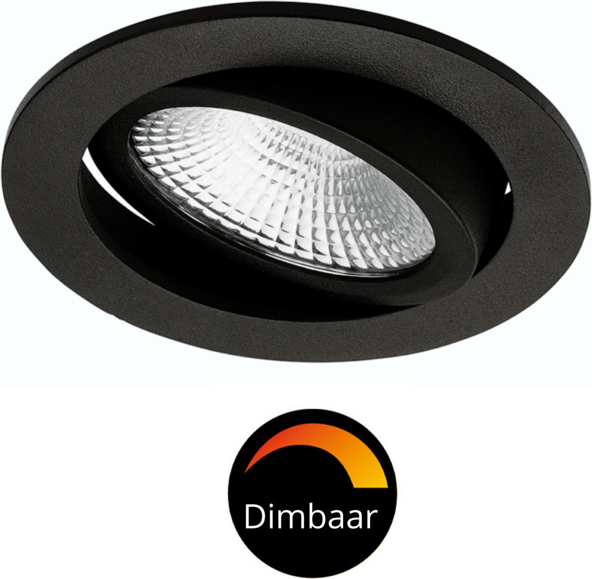 DimToWarm LED Inbouwspot zwart - Ø68mm - Kantelbaar - Dimbaar warm wit licht - CRI95 - LED.nl