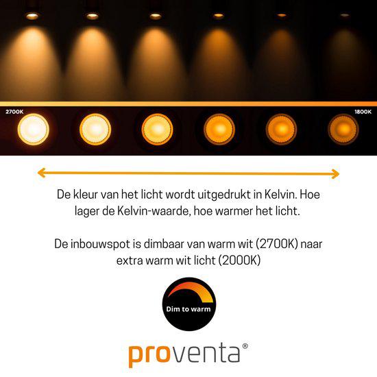 DimToWarm LED Inbouwspot zwart - Ø68mm - Kantelbaar - Dimbaar warm wit licht - CRI95 - LED.nl