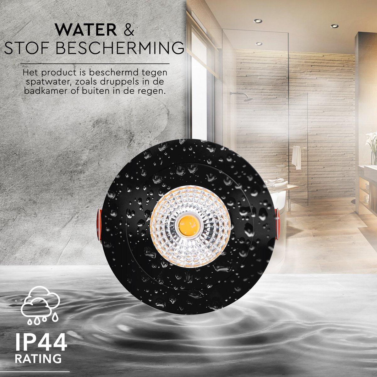 DimToWarm LED Inbouwspot zwart - Ø68mm - Kantelbaar - Dimbaar warm wit licht - CRI95 - LED.nl