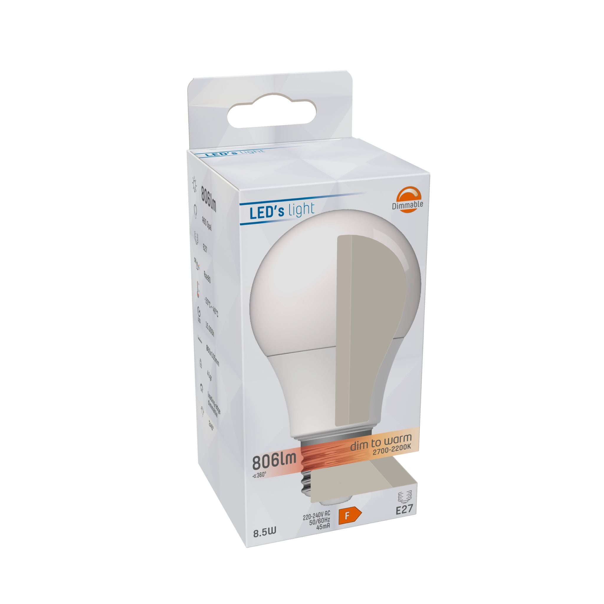 DimToWarm LED Lamp E27 - Mat - Dimbaar naar extra warm wit - 8W (60W) - LED.nl