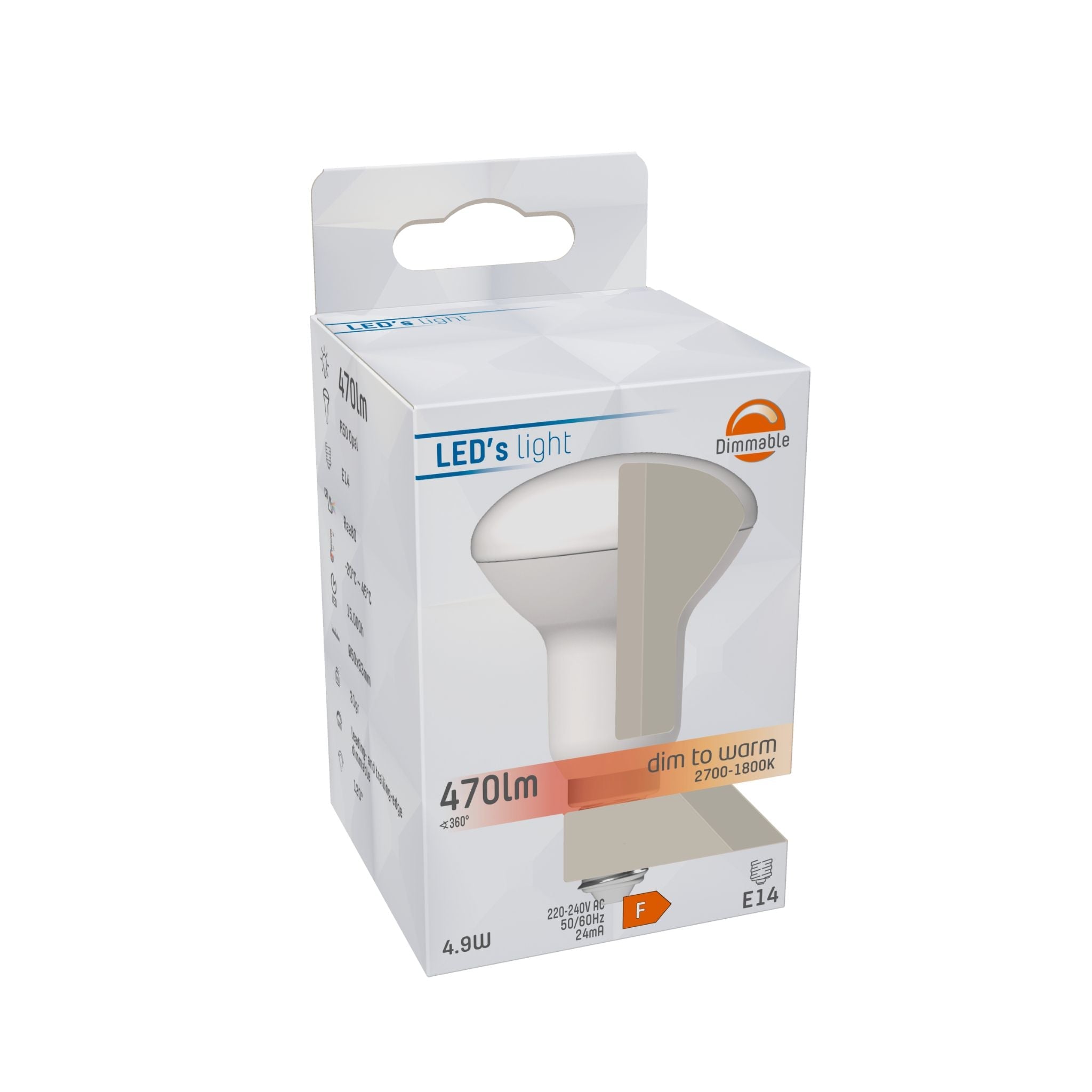 DimToWarm LED Reflectorlamp E14 - R50 - Dimbaar naar extra warm wit - 4.9W (40W) - LED.nl
