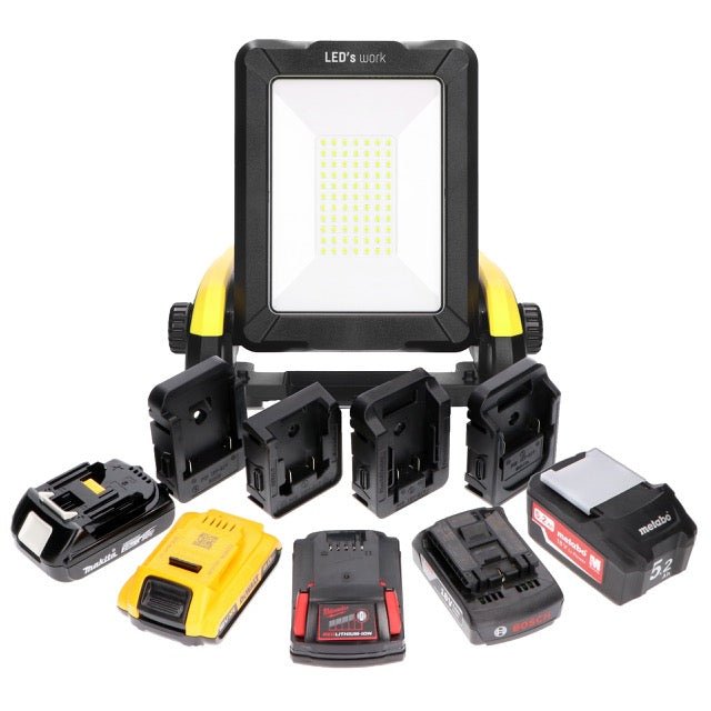 Draadloze LED bouwlamp – Werkt op accu van Makita, Bosch, Dewalt, Milwaukee, Metabo – IP54 - LED.nl