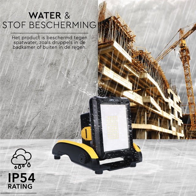 Draadloze LED bouwlamp – Werkt op accu van Makita, Bosch, Dewalt, Milwaukee, Metabo – IP54 - LED.nl
