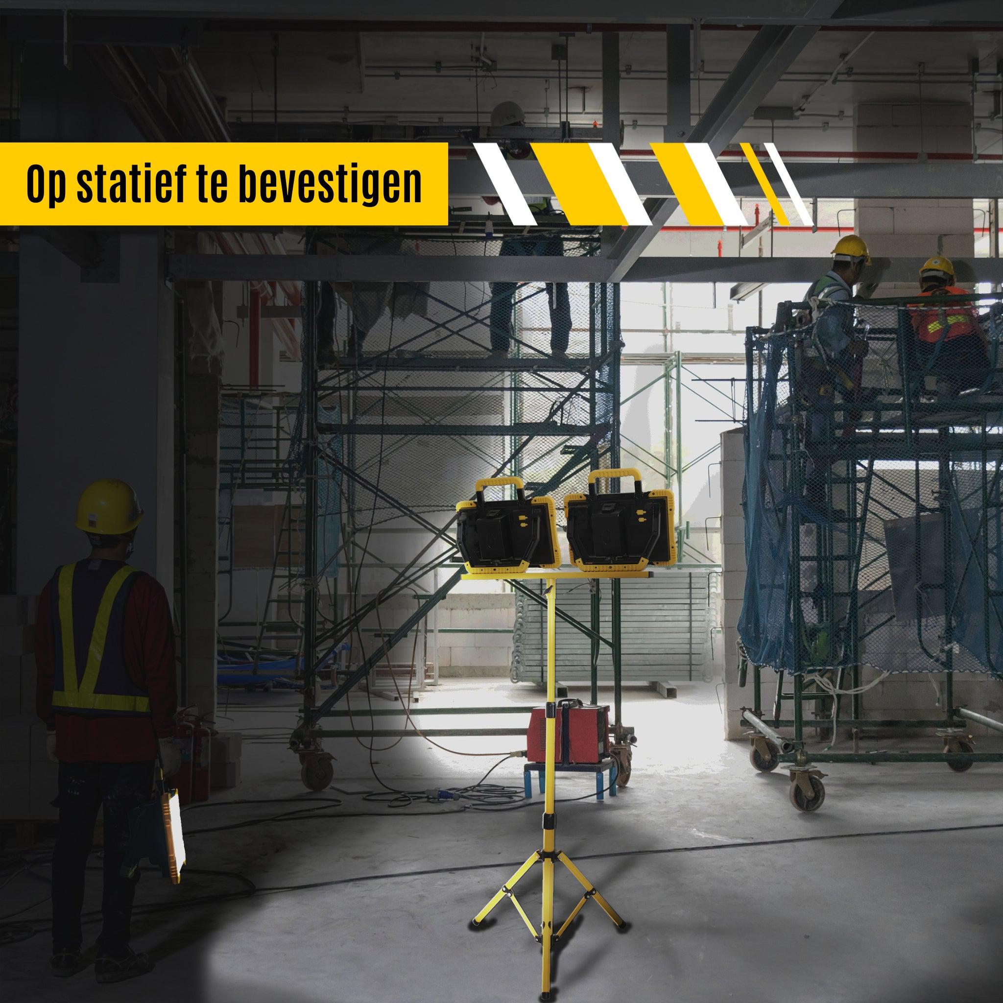 Draadloze LED bouwlamp – Werkt op accu’s van Bosch, Makita, DeWalt, Milwaukee en CAS (Metabo) – 5200 lumen – IP54 - LED.nl