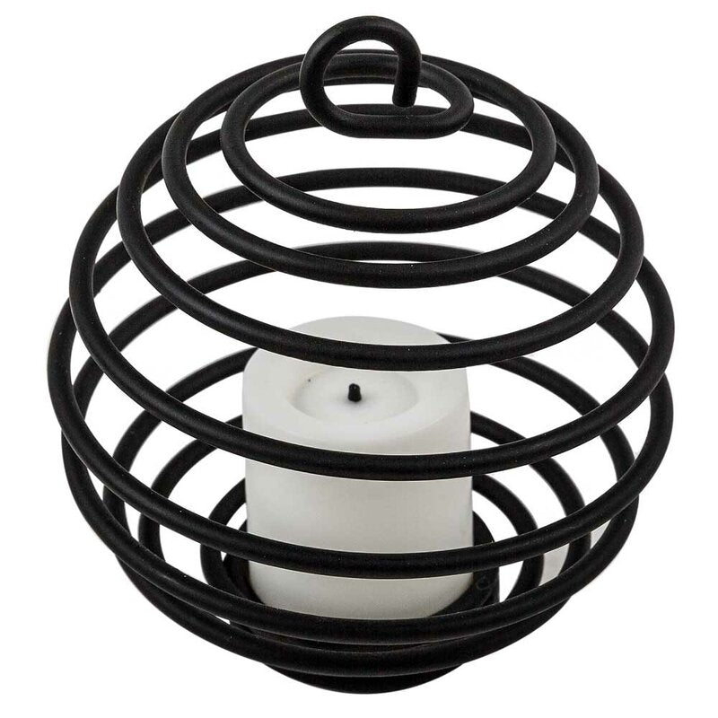 Draadloze LED Tafellamp op batterijen met LED kaars - voor binnen - Rotan rond - Zwart - LED.nl