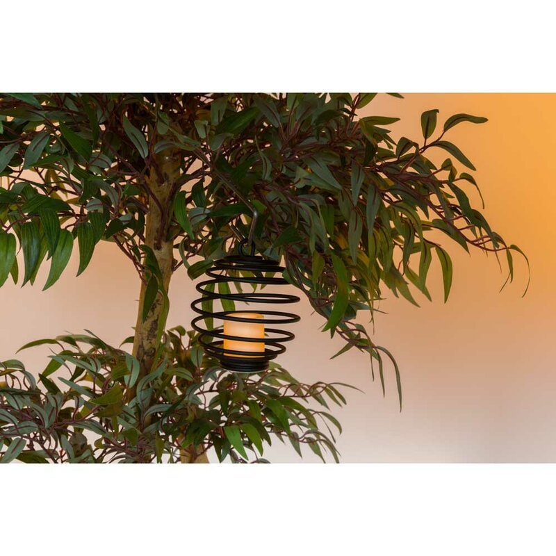 Draadloze LED Tafellamp op batterijen met LED kaars - voor binnen - Rotan rond - Zwart - LED.nl