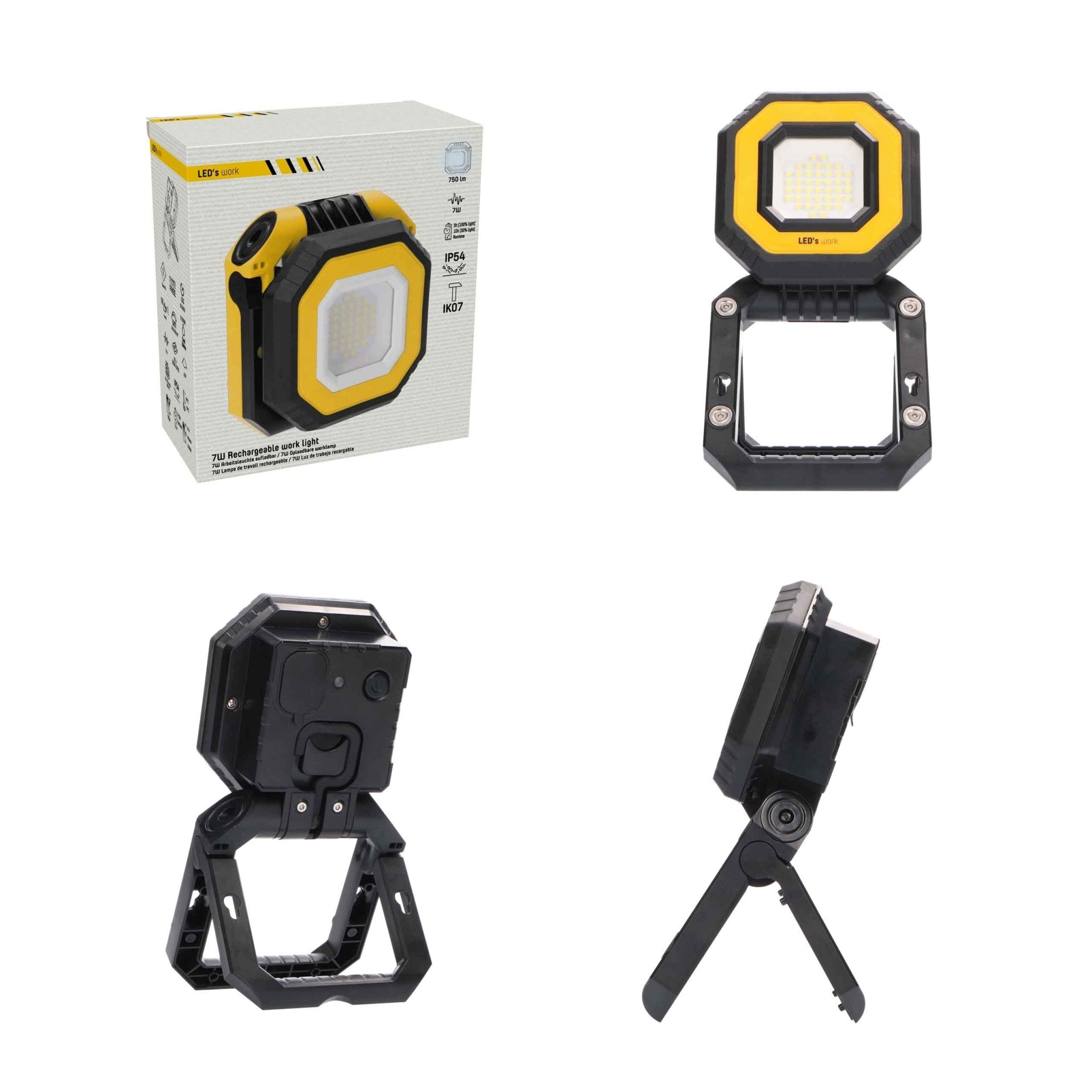Draagbare LED bouwlamp – Met accu oplaadbaar – Dimbaar in 3 standen – 750 lumen - IP54 - LED.nl