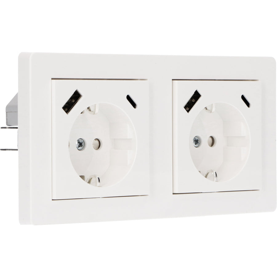 Double frame for wall socket - Universal - 55 x 55 mm - White - LED.nl