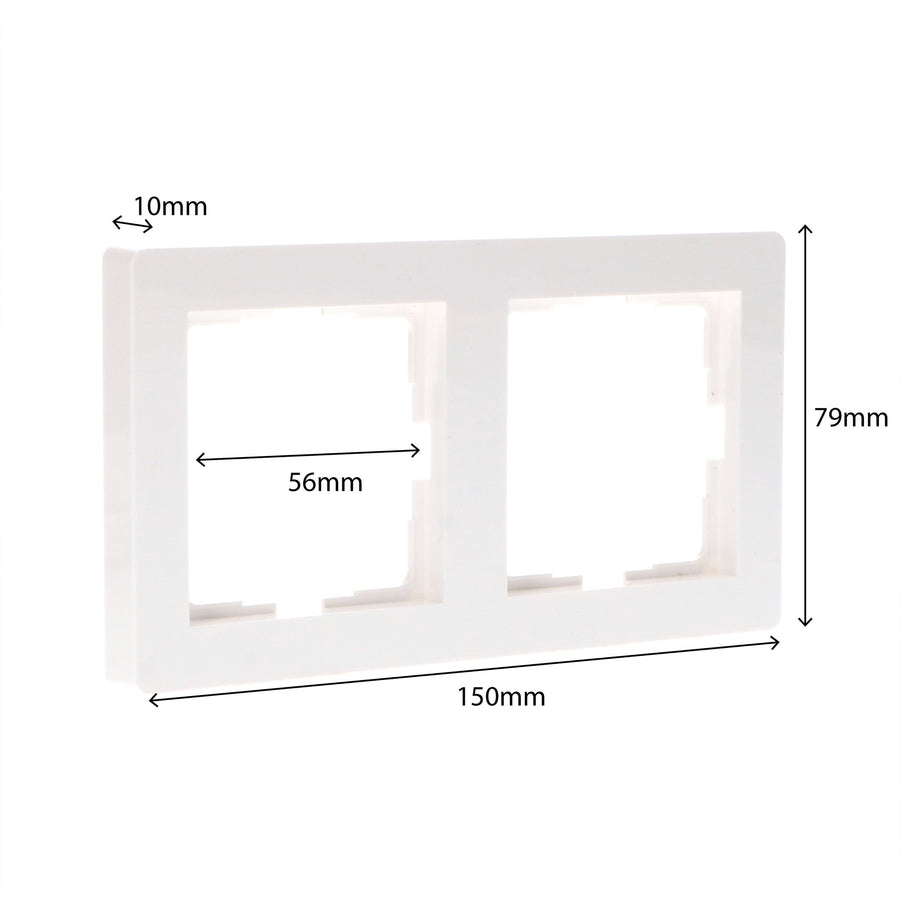 Double frame for wall socket - Universal - 55 x 55 mm - White - LED.nl