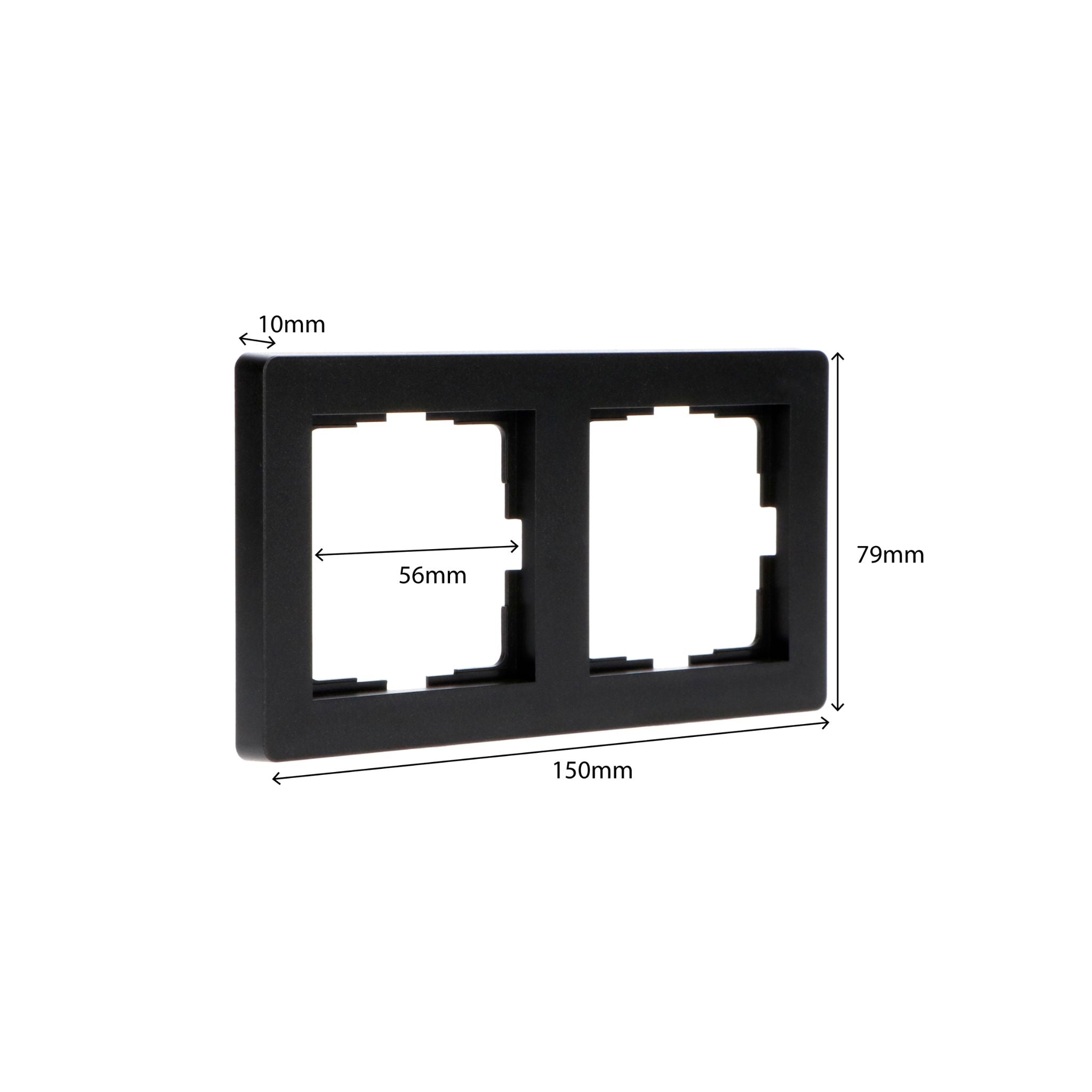 Dubbelframe voor wandcontactdoos - Universeel - 55 x 55 mm - Zwart - LED.nl