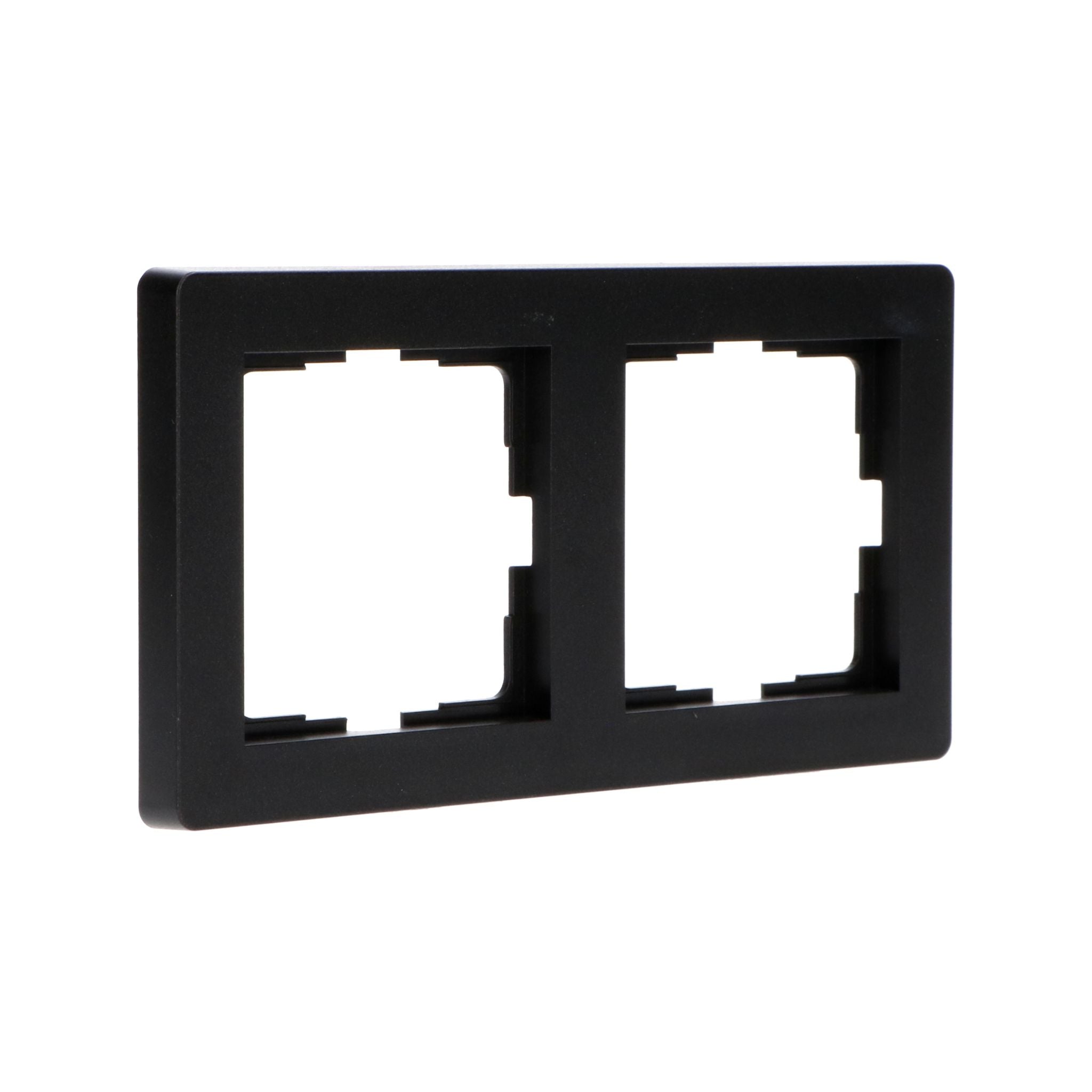Dubbelframe voor wandcontactdoos - Universeel - 55 x 55 mm - Zwart - LED.nl