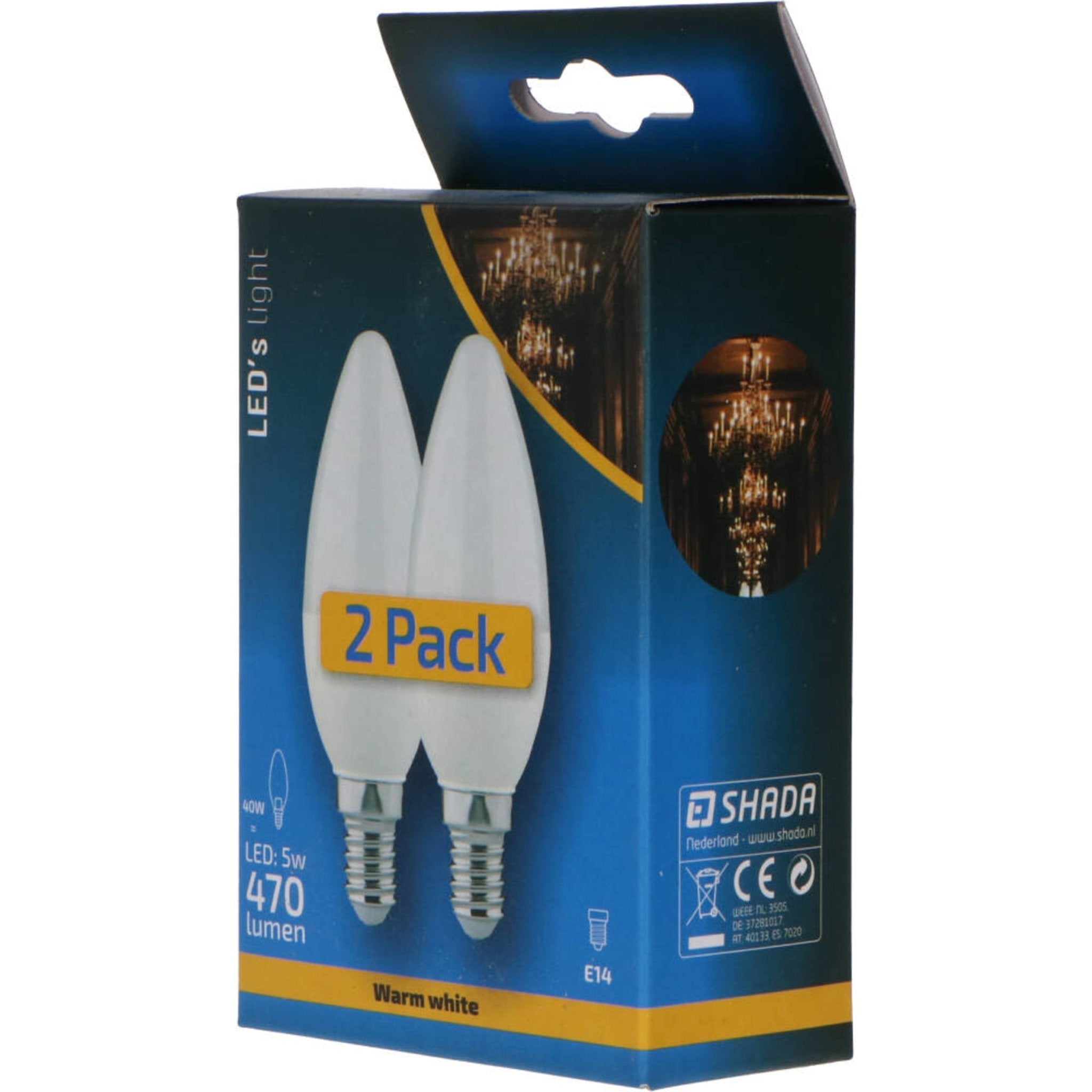 Duopack LongLife LED Kaarslampen E14 - Warm wit licht - 5W vervangt 40W - LED.nl