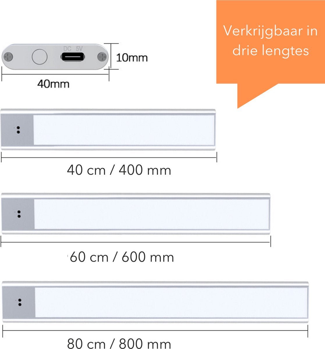 EasyFix LED Keuken kastverlichting met zwaai sensor - Oplaadbaar & Draadloos - 40 cm - LED.nl