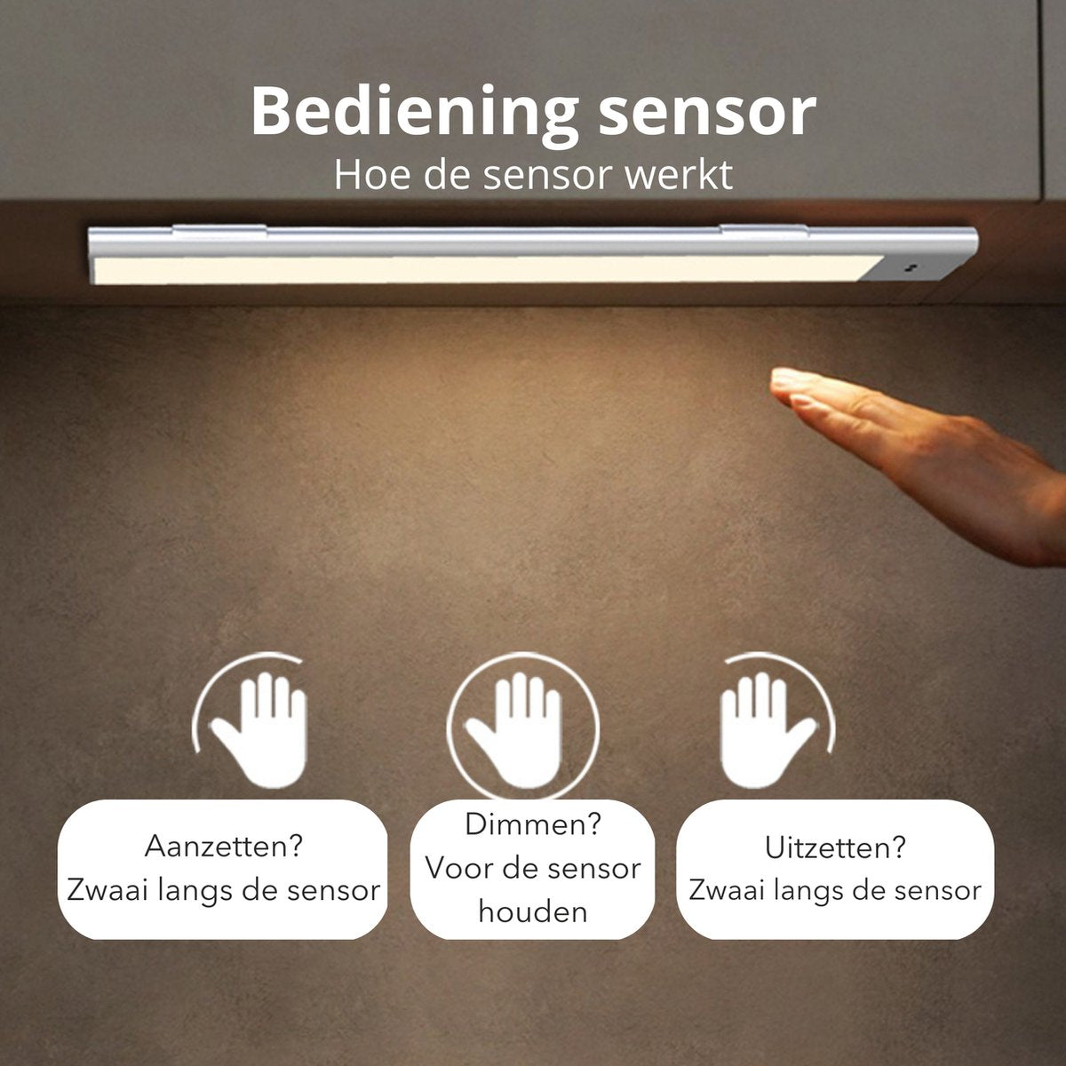 EasyFix LED Keuken kastverlichting met zwaai sensor - Oplaadbaar & Draadloos - 40 cm - LED.nl