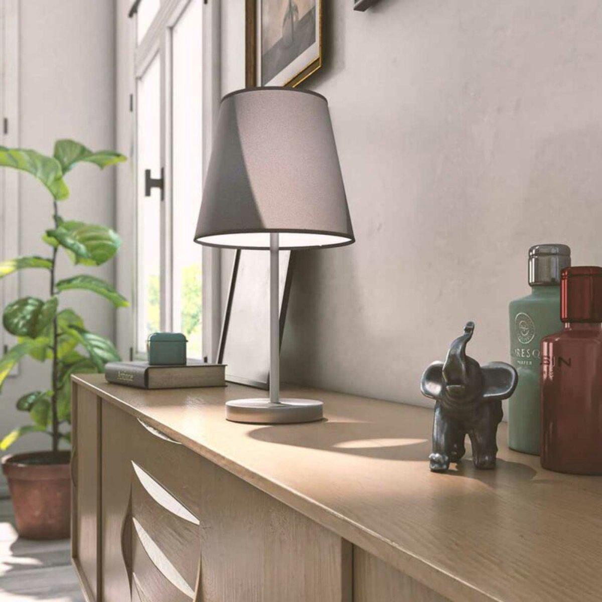 Eleganto LED Tafellamp met voetschakelaar - E14 fitting - Grijs - 32 cm - LED.nl
