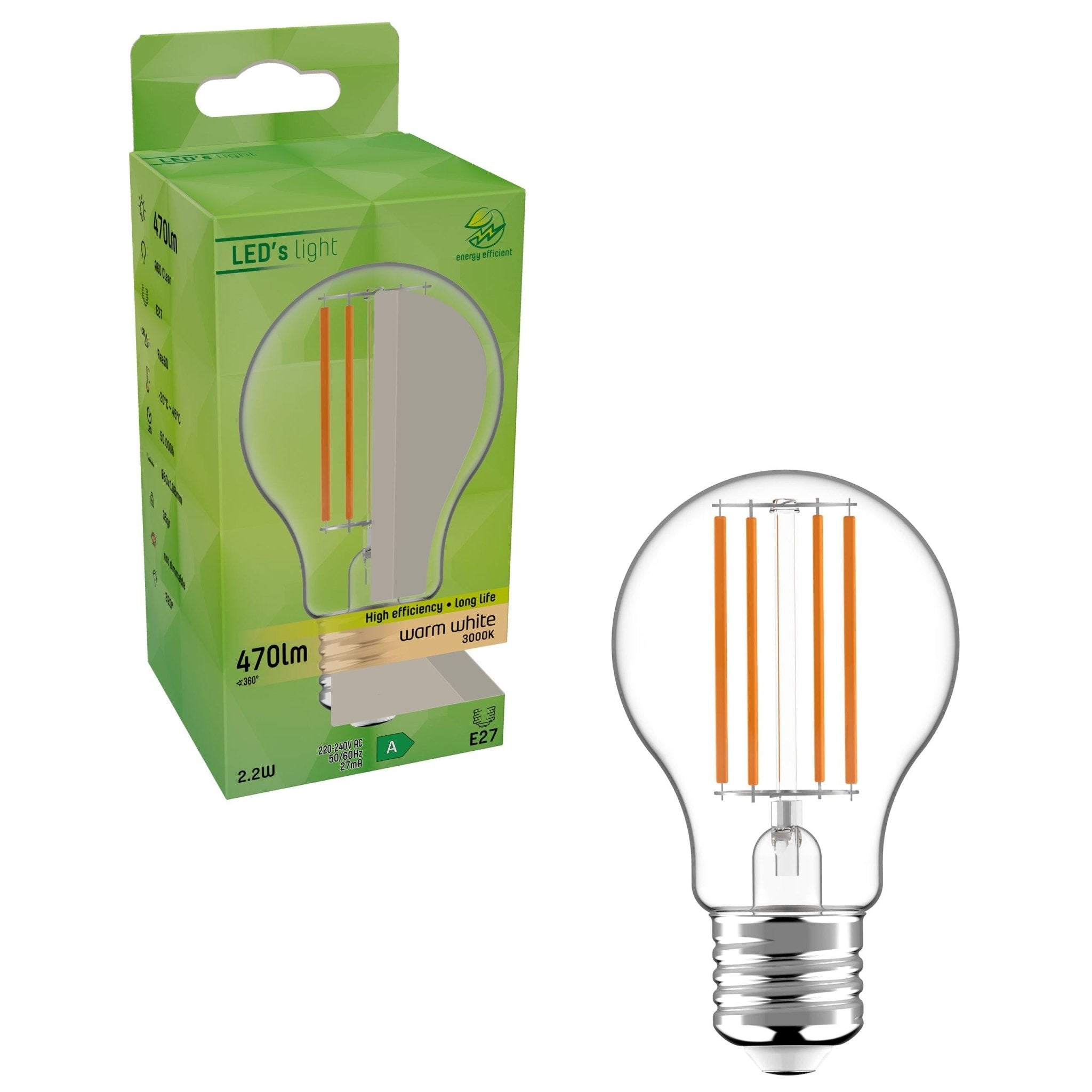 Elite LED Filament Lamp E27 Helder - Gaan tot 25 jaar mee - Warm wit - 2.2W vervangt 40W - LED.nl