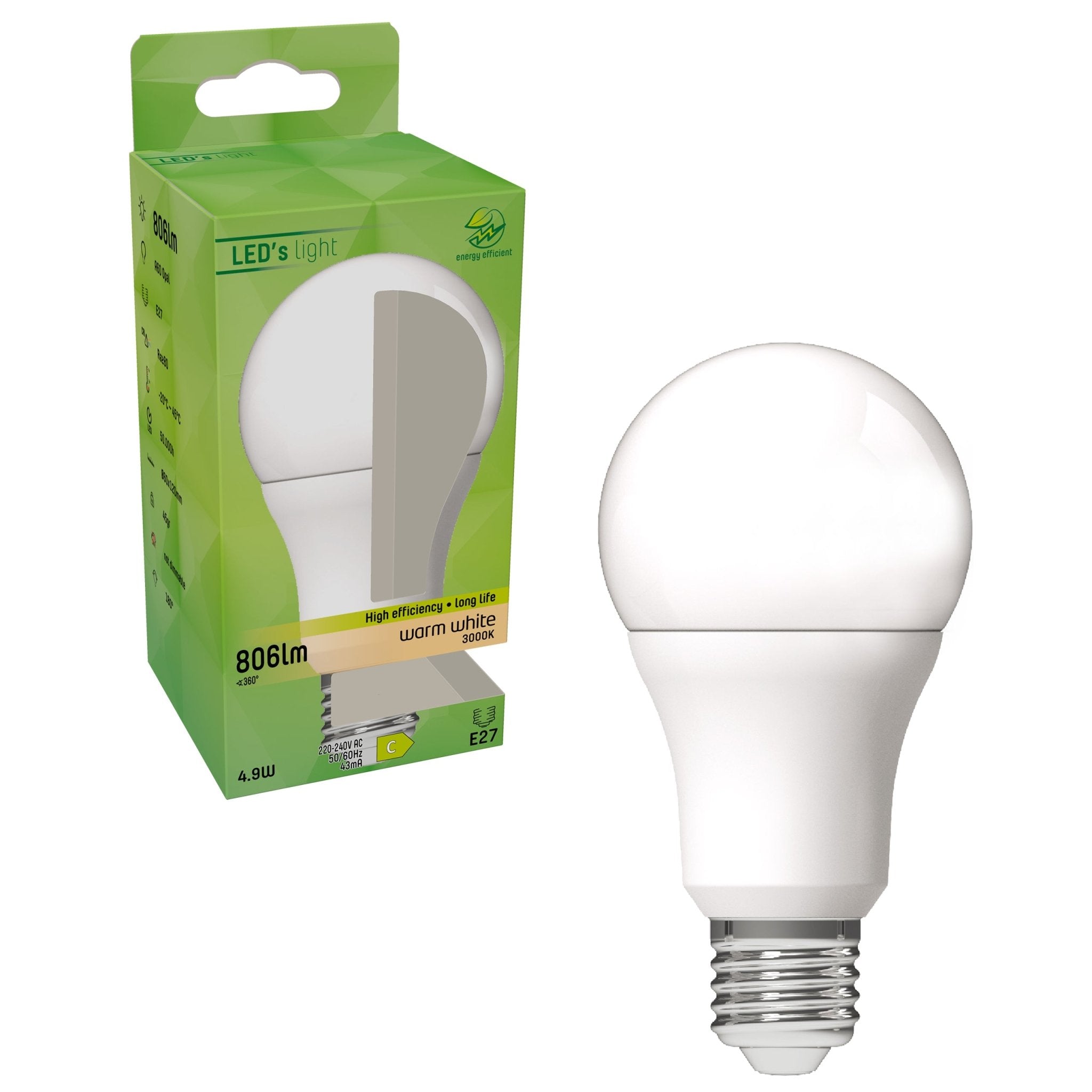 Elite LED Lamp E27 Mat - Gaan tot 25 jaar mee - Warm wit - 5W vervangt 60W - LED.nl