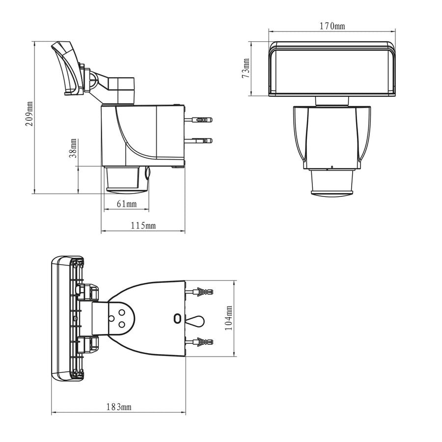 LED's Light LED Schijnwerper met Sensor - Automatische bewegingsvolging - Zwart Lichtbronnen Led.nl