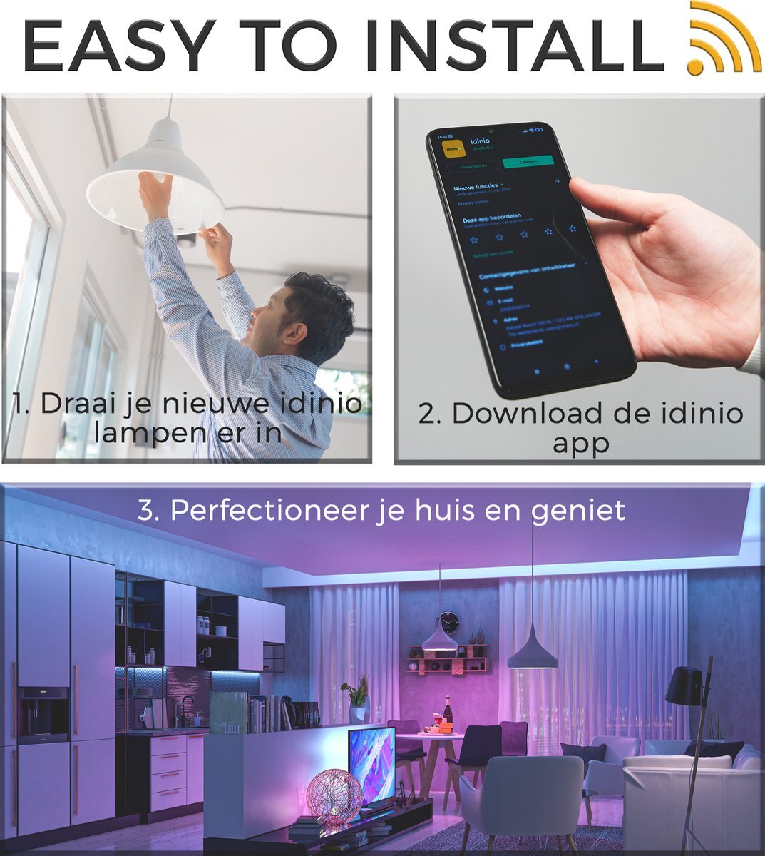 IDINIO Smart LED Spot GU10 - White & Color - Dimbaar - Bedienbaar met App - LED.nl