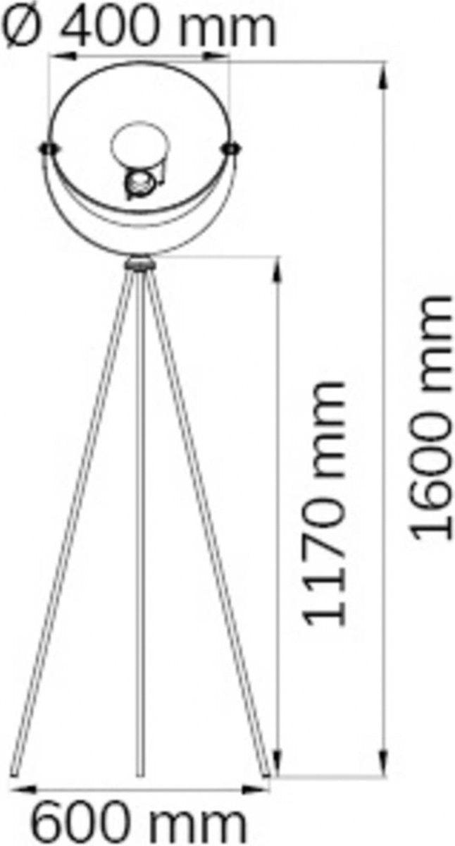 Industriële LED Vloerlamp zwart goud - Draaibaar - Met aan/uit schakelaar - E27 - 160 cm - LED.nl
