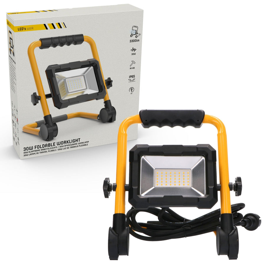 LED-Arbeitsleuchte 3300 – faltbar und neigbar – 3 Meter Kabel – IP65 – 30 W - LED.de