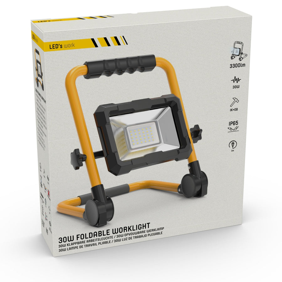 LED-Arbeitsleuchte 3300 – faltbar und neigbar – 3 Meter Kabel – IP65 – 30 W - LED.de