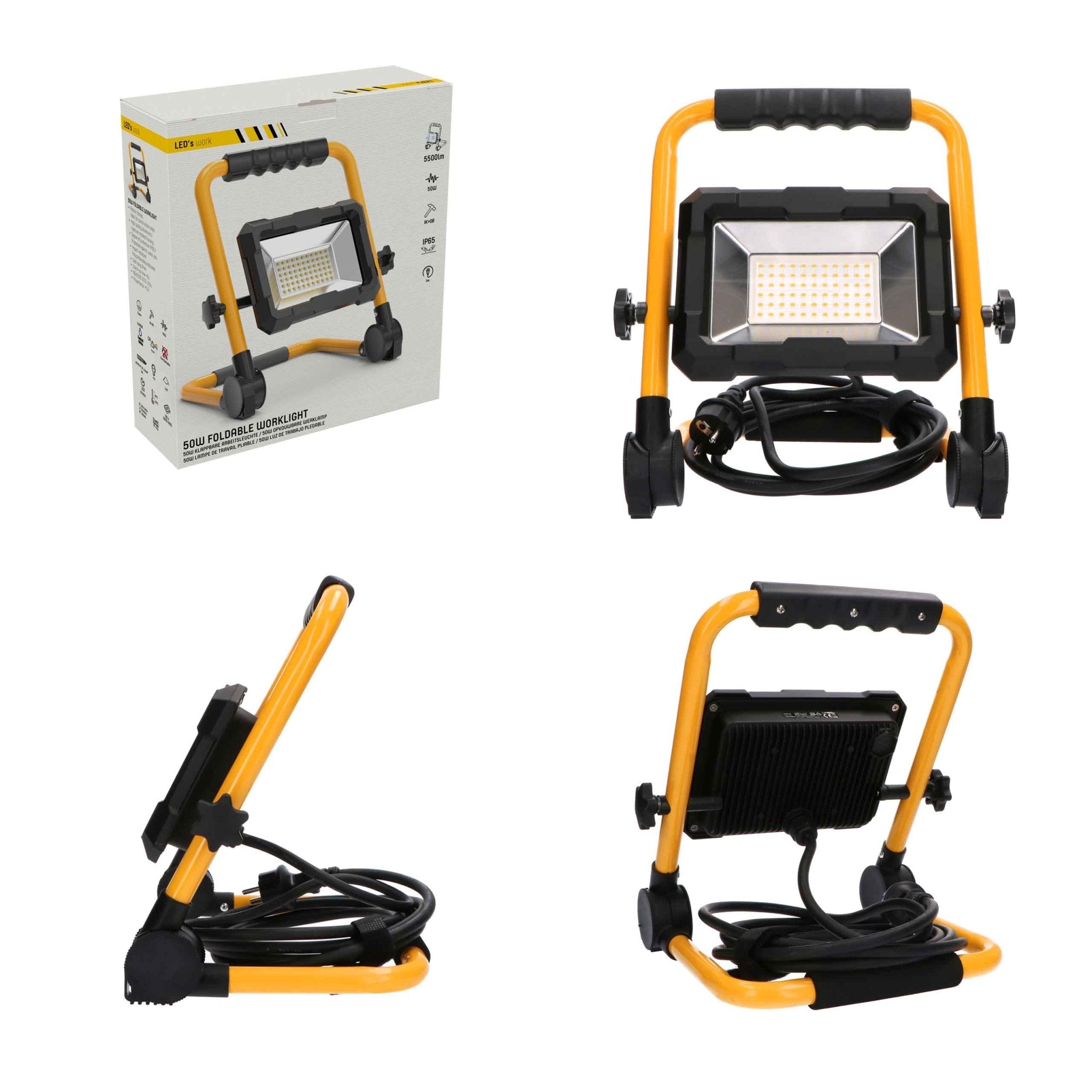 LED Straler Met Statief - Bouwlamp, Werklamp, Schijnwerper, 2x30 W 4800 Lm Ip65