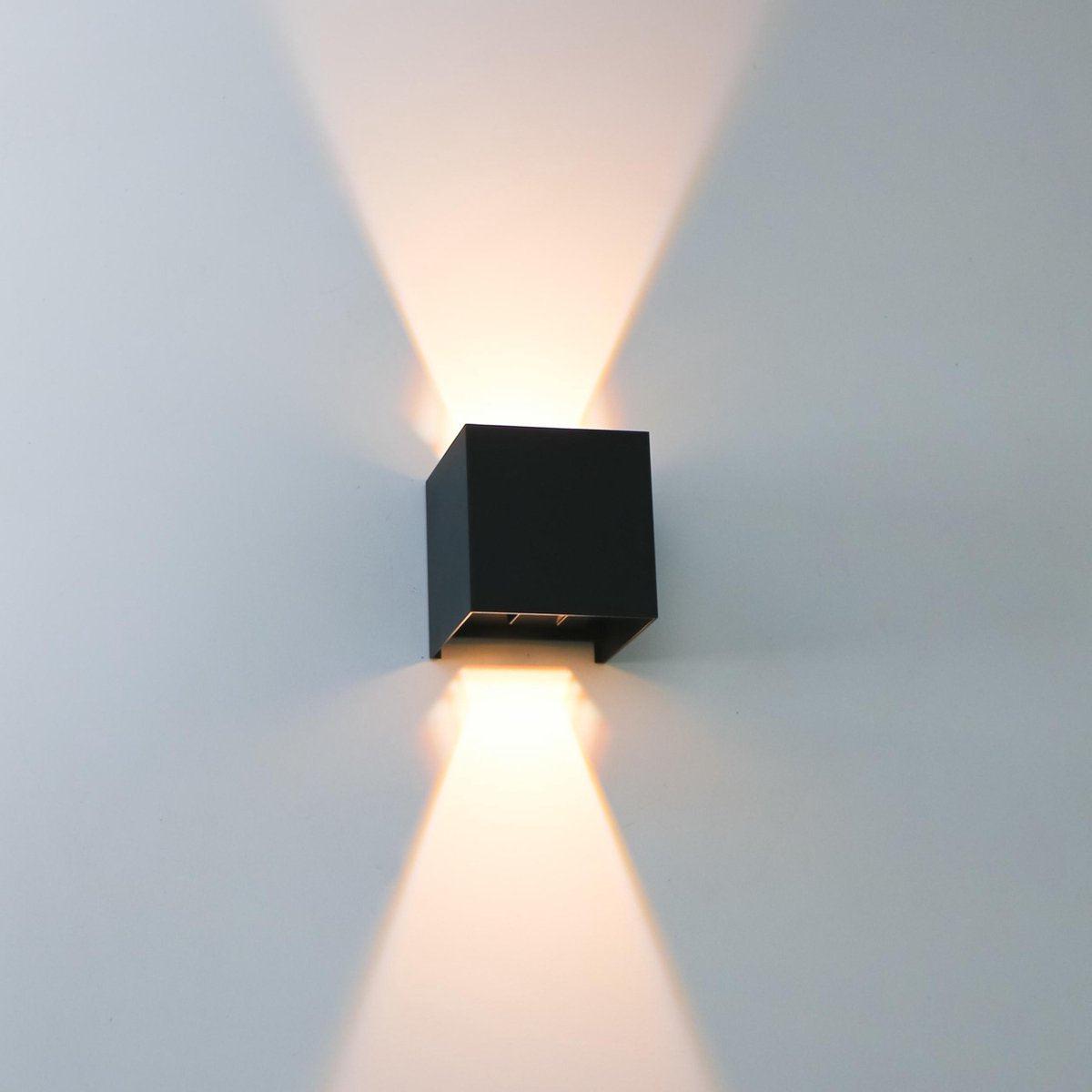 Kubus LED Wandlamp buiten - 2 lichts - Dimbaar warm wit licht - IP65 Waterdicht - Wit - LED.nl