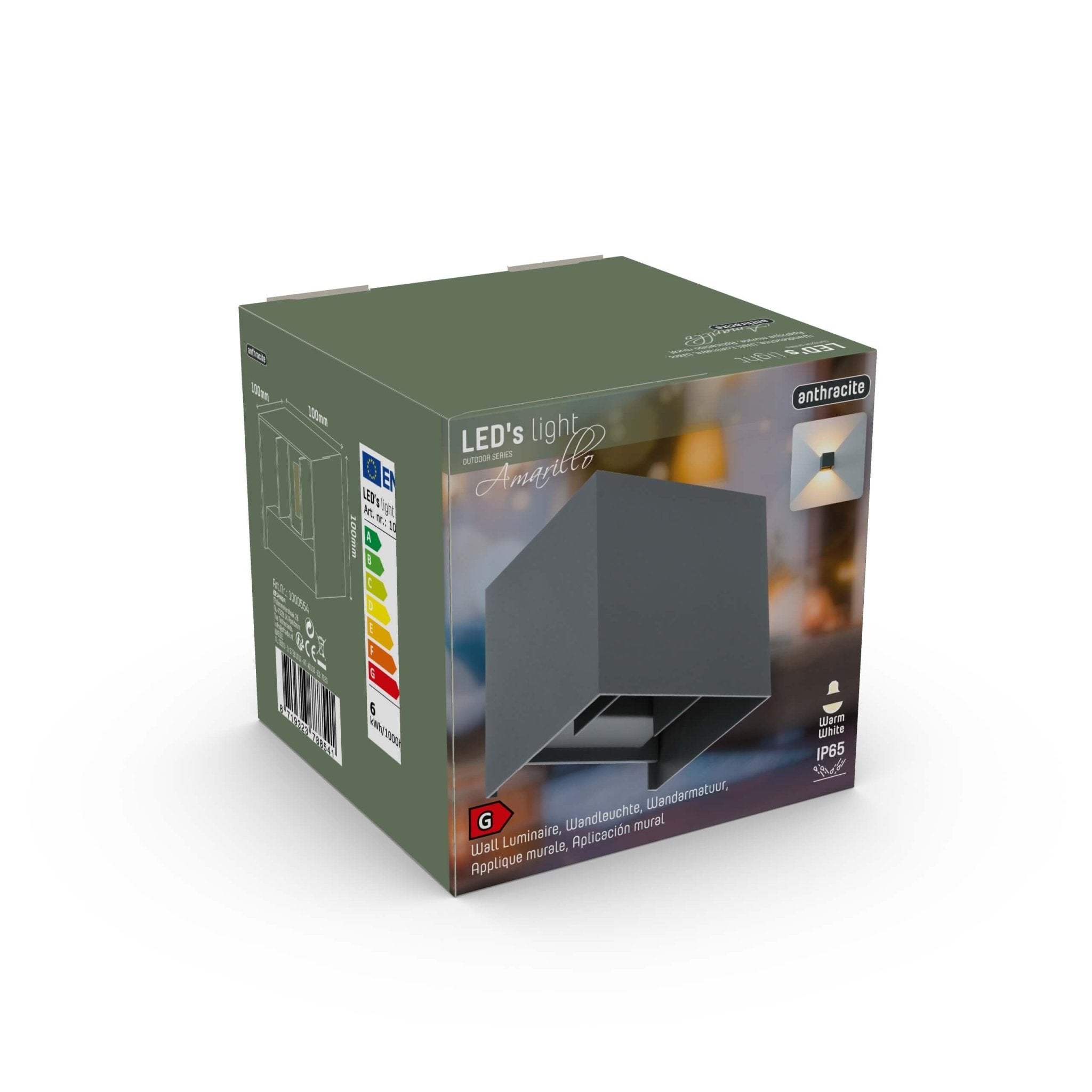 Kubus LED Wandlamp buiten - 2 lichts - IP65 Waterdicht - Warm wit licht - Antraciet - LED.nl