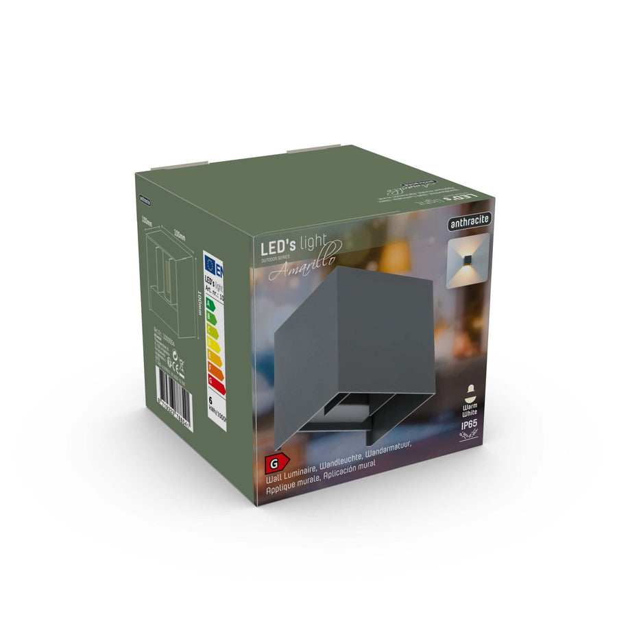 3 pack - LED's Light Kubus LED Wandlamp voor buiten - 2 lichts - IP65 Waterdicht - Warm wit licht - Antraciet Wandlampen LED.nl