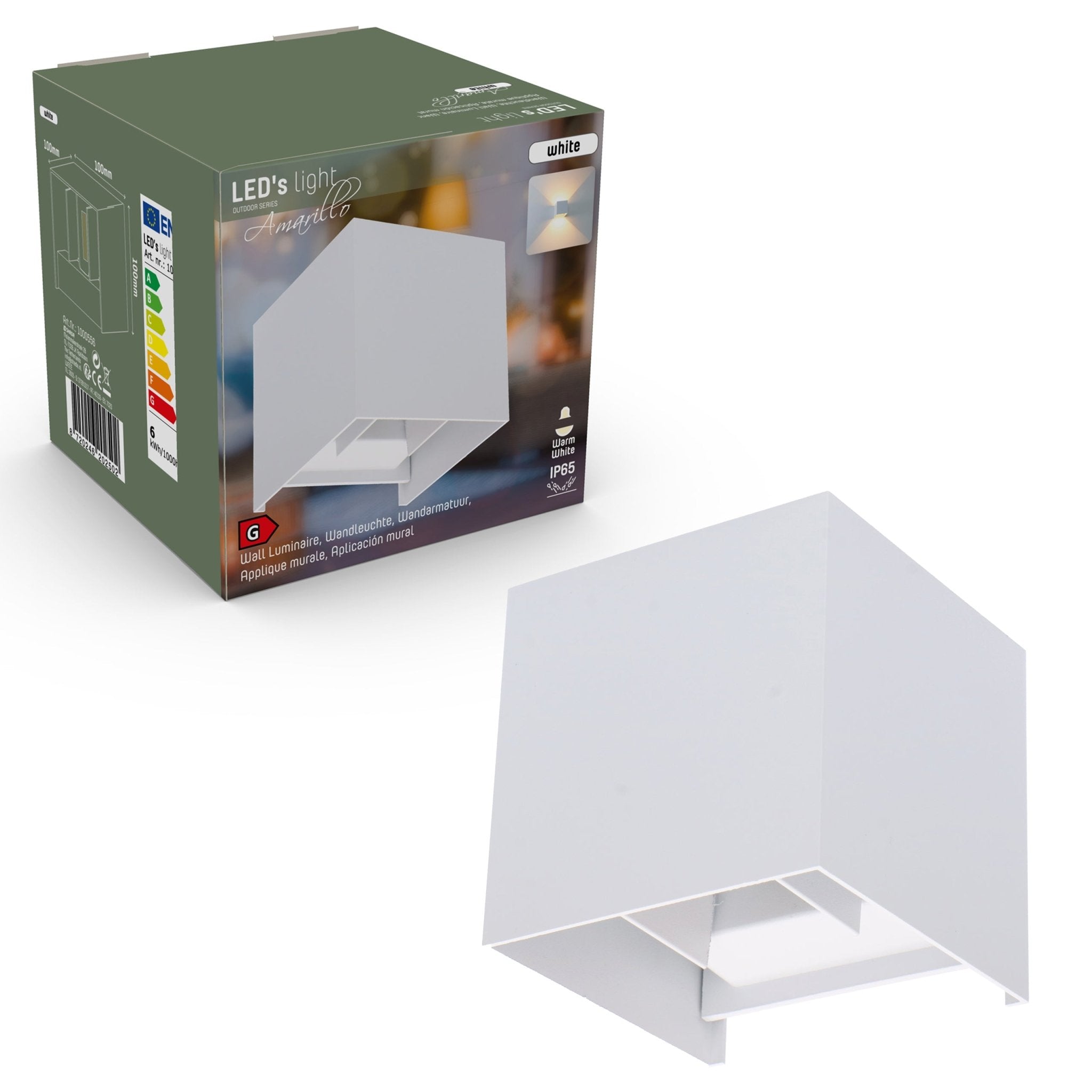 Kubus LED Wandlamp buiten - 2 lichts - IP65 Waterdicht - Warm wit licht - Wit - LED.nl
