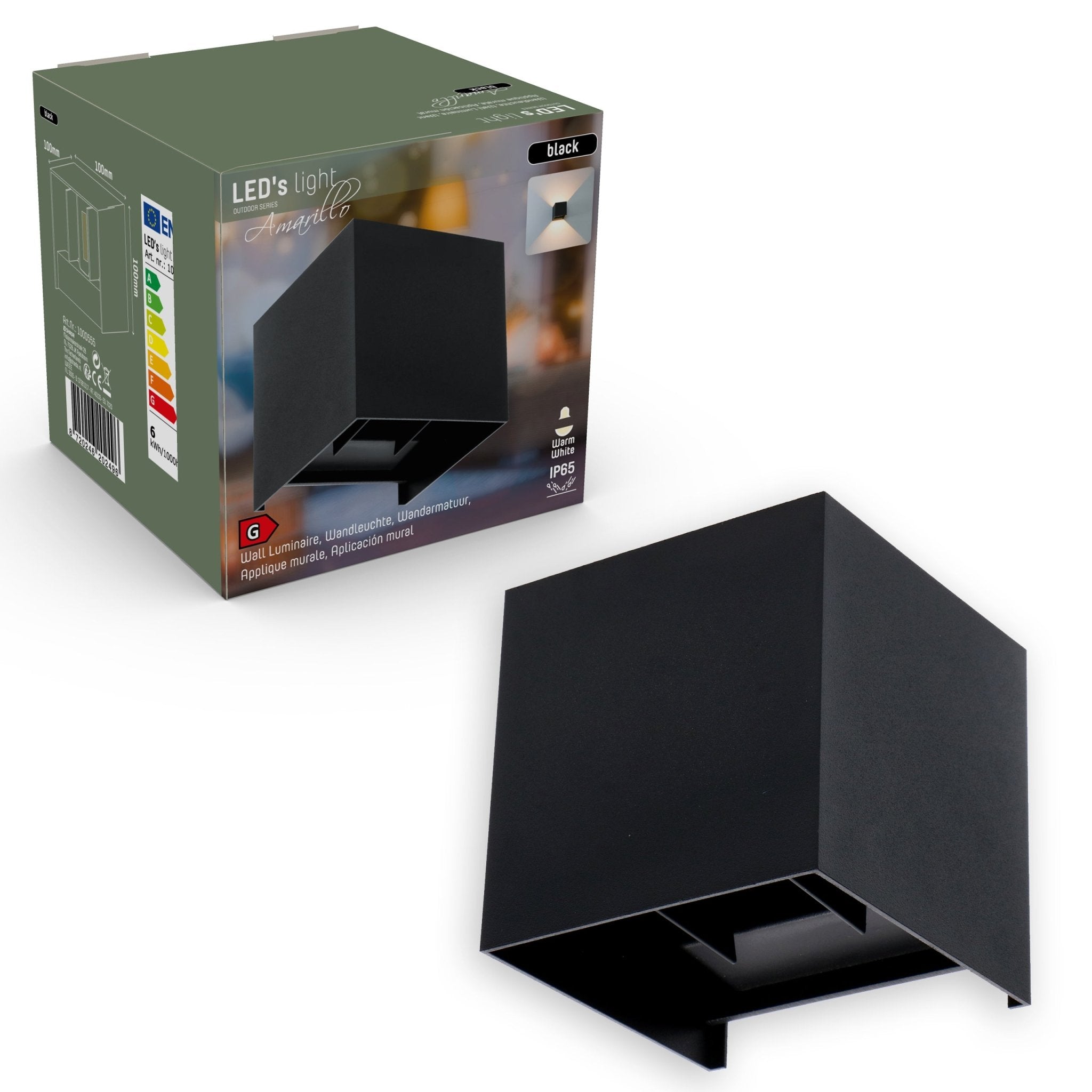 Kubus LED Wandlamp buiten - 2 lichts - IP65 Waterdicht - Warm wit licht - Zwart - LED.nl