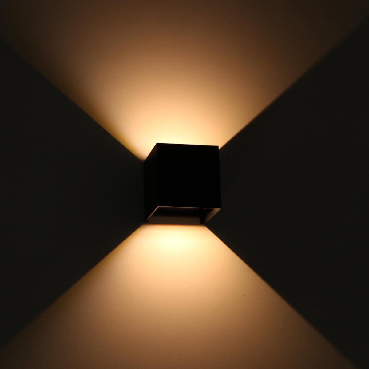 Kubus LED Wandlamp buiten - 2 lichts - IP65 Waterdicht - Warm wit licht - Zwart - LED.nl