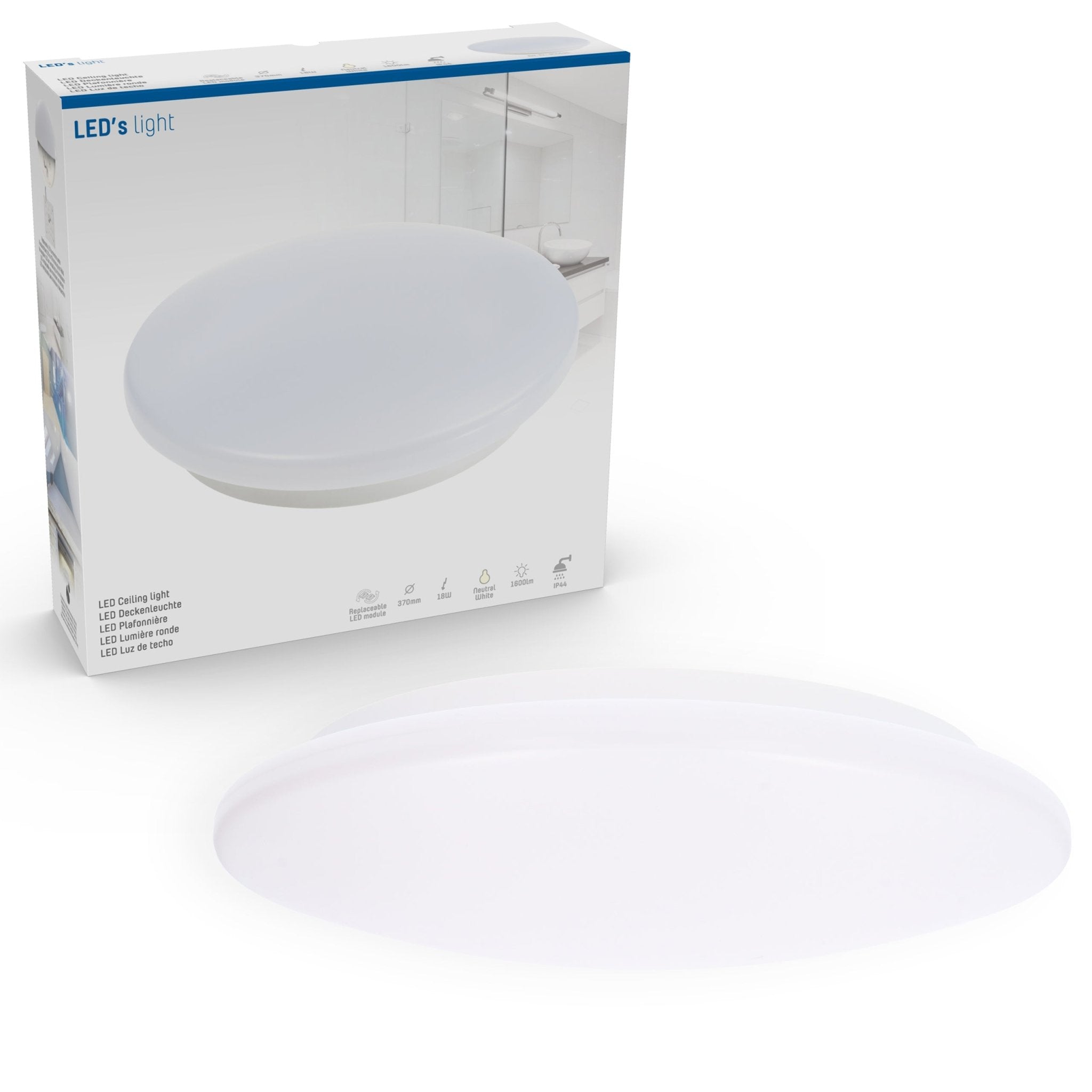 LED Badkamerlamp rond 37 cm - universeel - Spatwaterbestendig IP44 - Koud wit licht - LED.nl