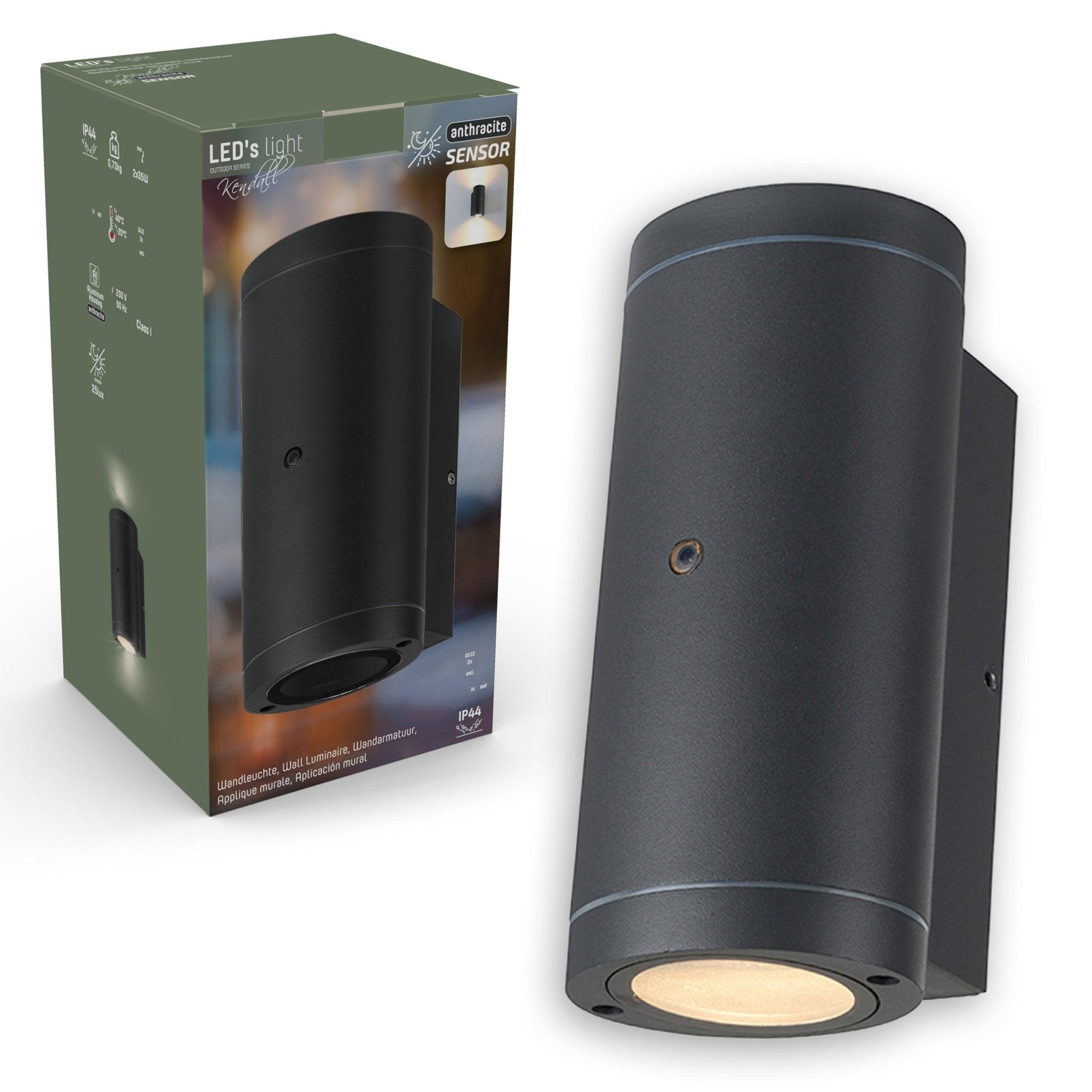 LED Buitenlamp met sensor - 2 lichtpunten GU10 - Venetie - IP44 - Antraciet - LED.nl
