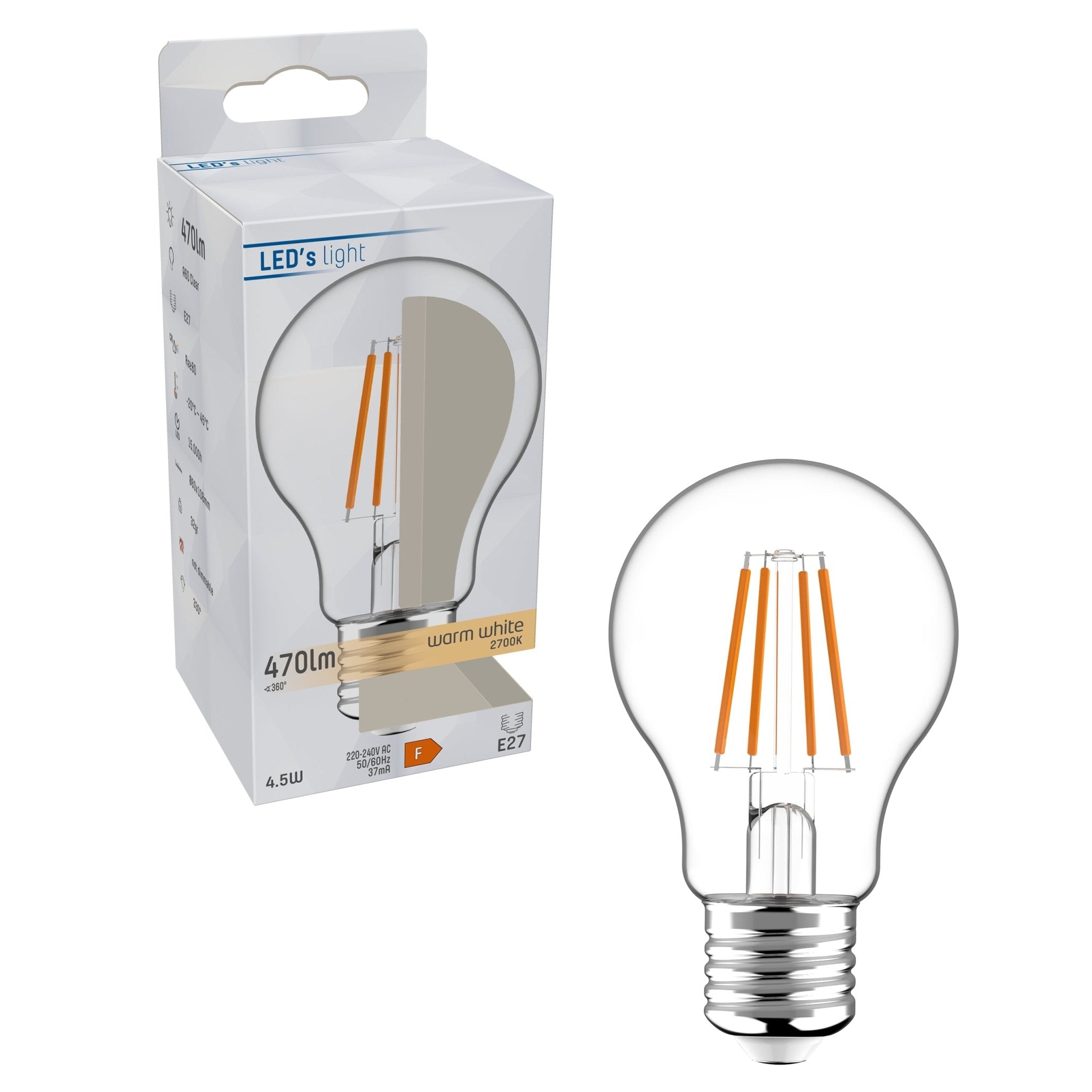 LED Filament Lamp E27 - Helder - Warm wit - 4.5W vervangt 40W - LED.nl