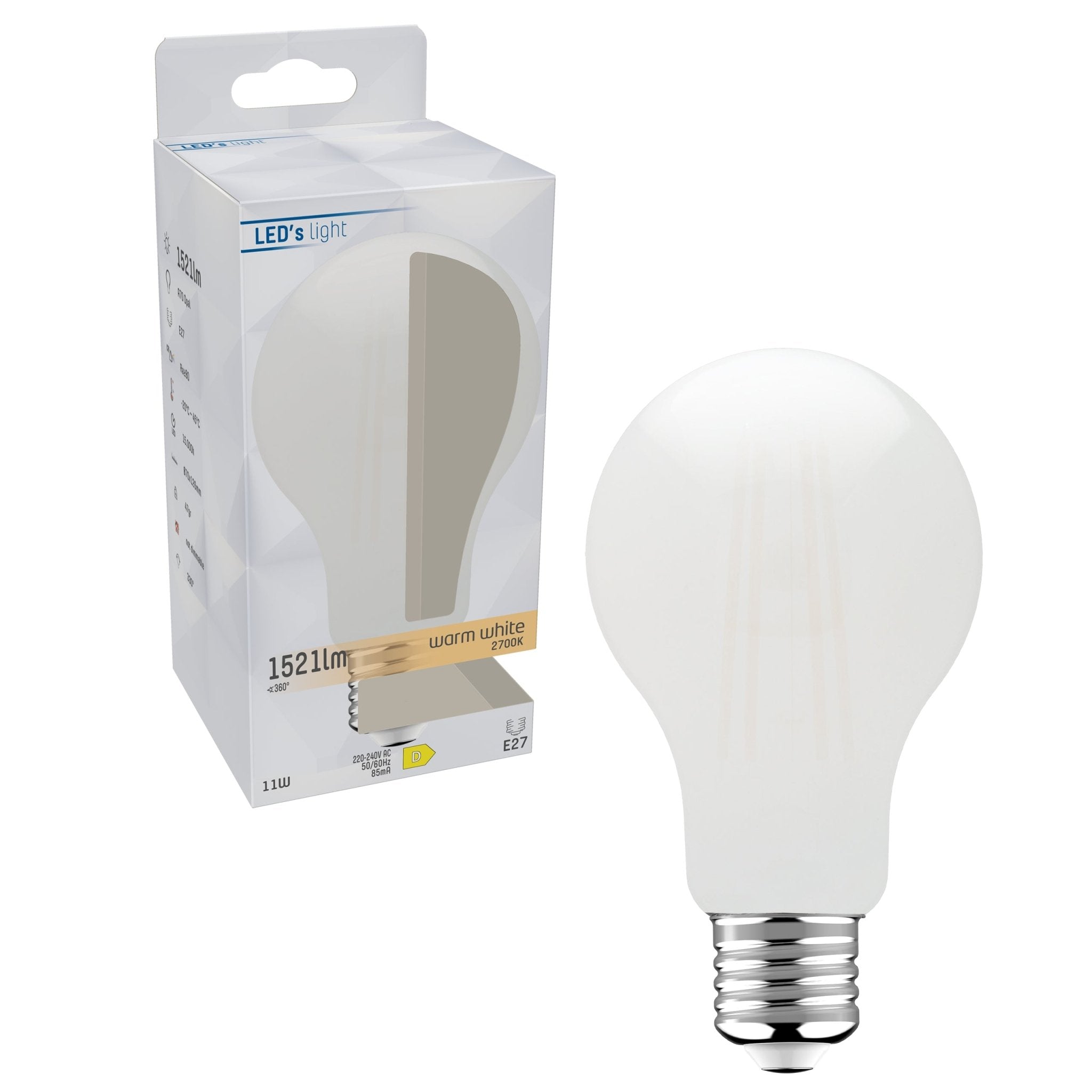 LED Filament Lamp E27 - Melkglas - Warm wit - 11W (100W) - A70 Peer - LED.nl