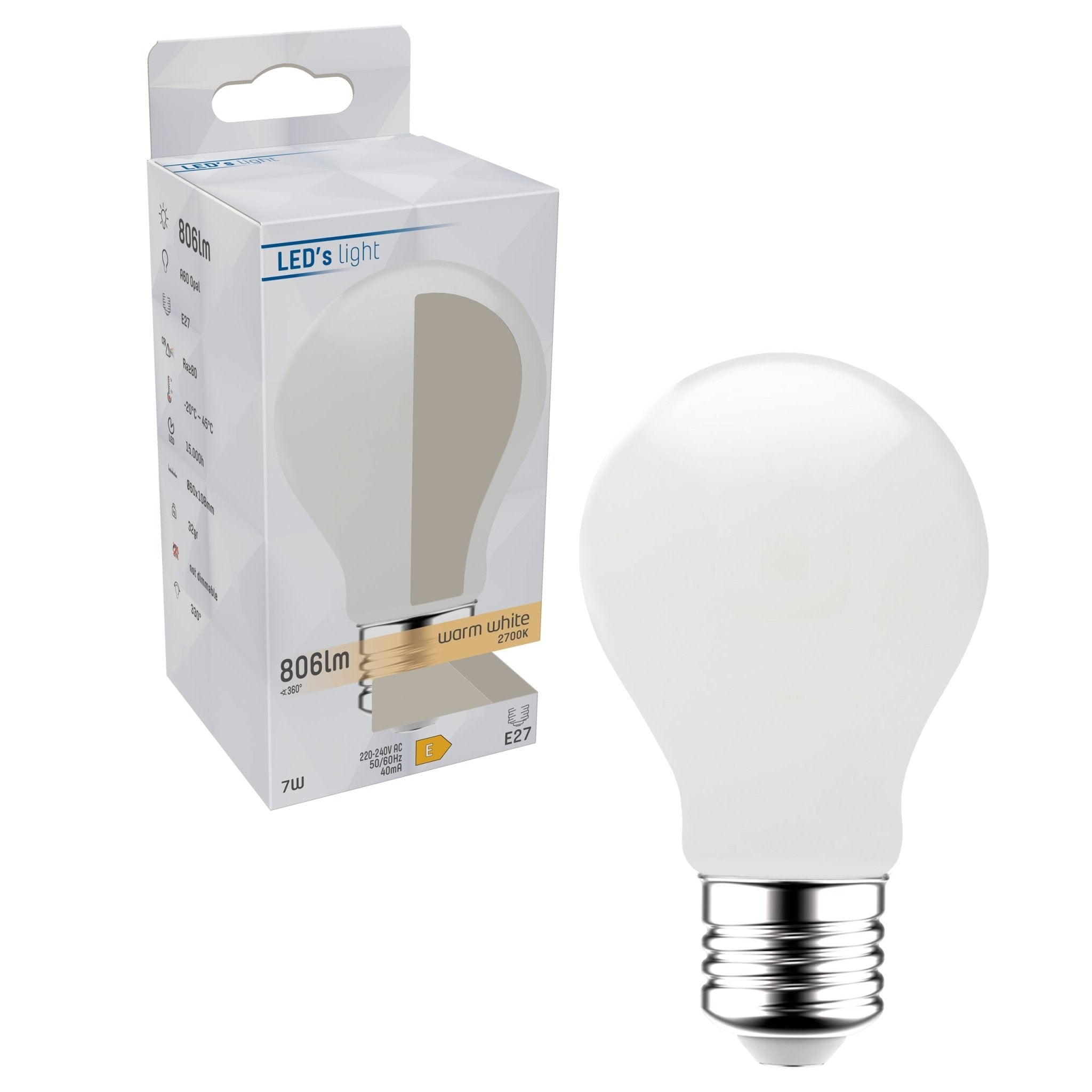 LED Filament Lamp E27 - Melkglas - Warm wit - 7W vervangt 60W - LED.nl