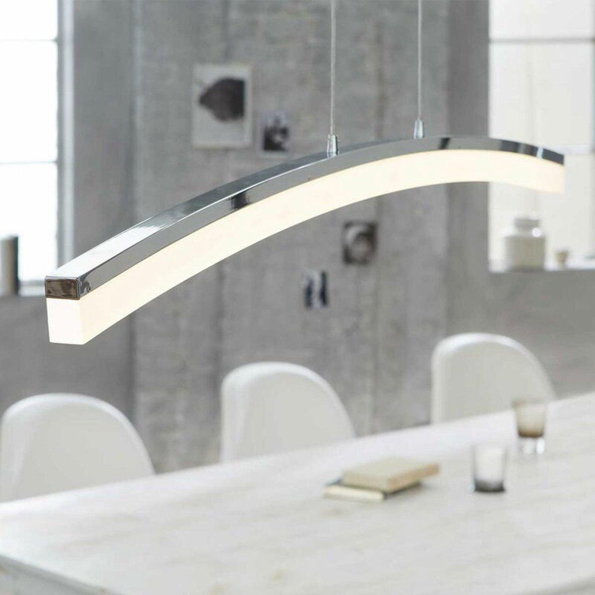 LED Hanglamp Bended linear - Dimbaar warm wit licht - In hoogte verstelbaar - Zilver - LED.nl